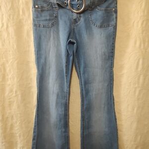Angels Light Blue Flare Jeans with Belt Flared With Belt Size 11